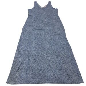 Victorias Secret Dress Womens Medium Blue Floral Maxi Slit Lace Trim Y2K